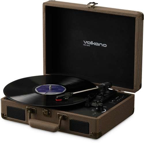 Volkano Retro Series Portable Vinyl Player and Bluetooth Speaker - Tweed