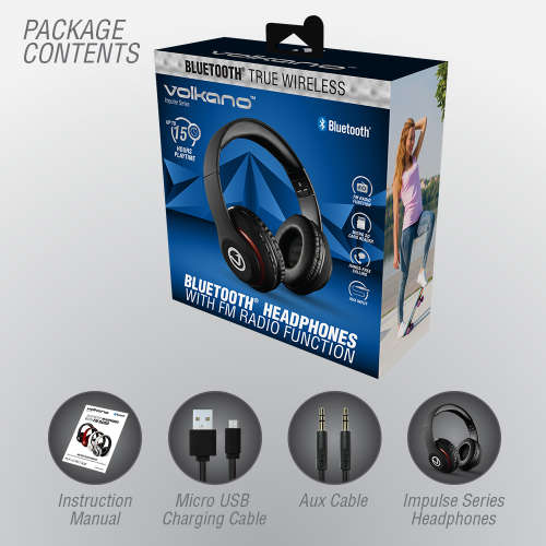 Volkano Bluetooth Headphones - Impulse Series Black