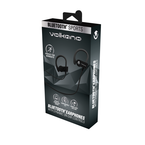 Volkano Bluetooth Sports Earphones - Race  Series Black