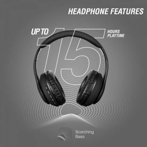 Volkano Impulse Series Bluetooth Headphones - Black