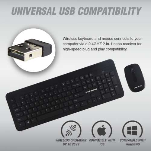 Volkano Cobalt series wireless keyboard & mouse combo