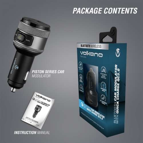 Volkano Piston Series Bluetooth Car Modulator & Charger