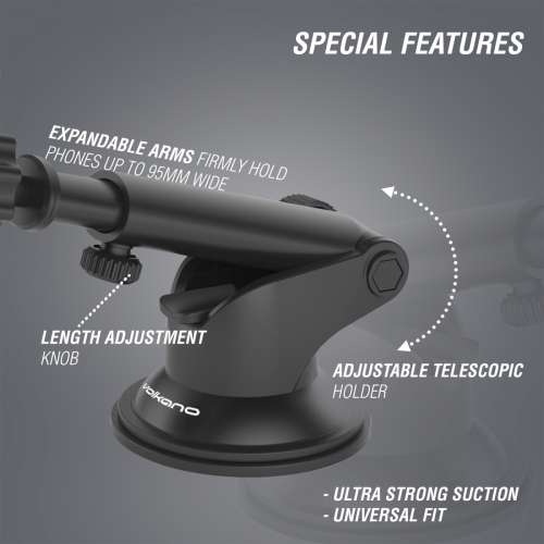 Volkano Extend series car phone holder - black