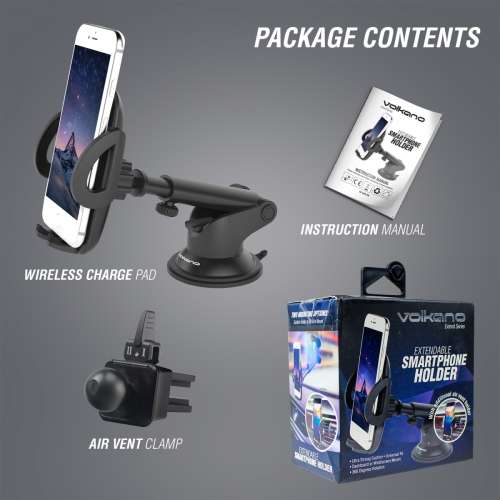 Volkano Extend series car phone holder - black