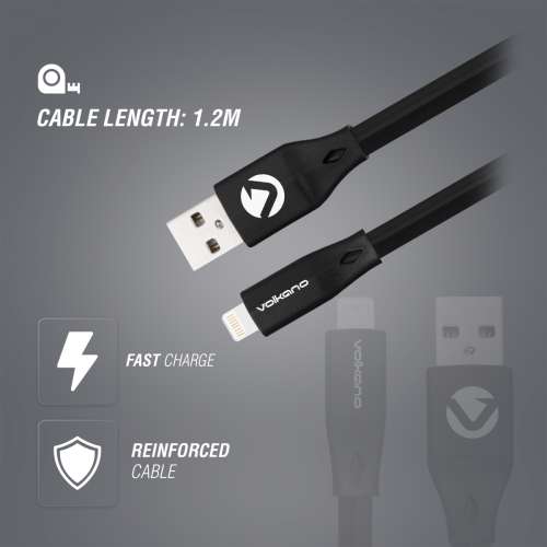 Volkano Slim Series Lightning Cable- Black
