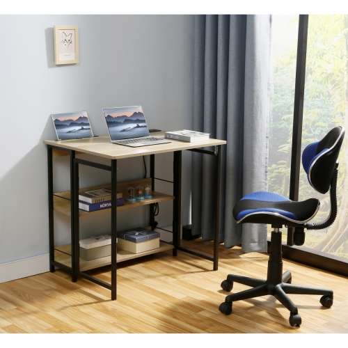 Everfurn Viron Folding Desk with x2 prong plugs and x2USB Charging Ports
