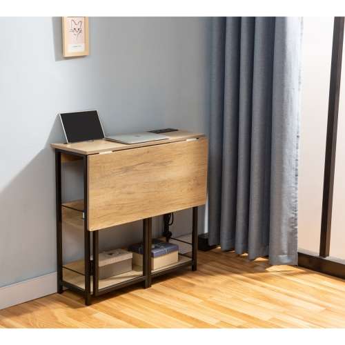 Everfurn Viron Folding Desk with x2 prong plugs and x2USB Charging Ports