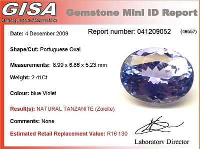 2.41ct CERTIFIED ELEGANT PURPLISH BLUE TANZANITE