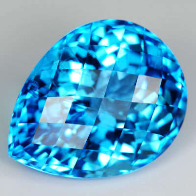 CERT 22.52ct TOP 5A SWISS BLUE TOPAZ - 100% Natural Colour - Blinding Lustre - Master Cutting