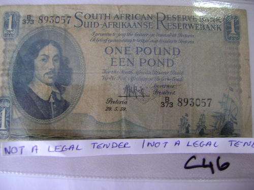 one pound bank note  m h de kock