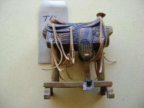 Horse saddle on saddle stand from USA