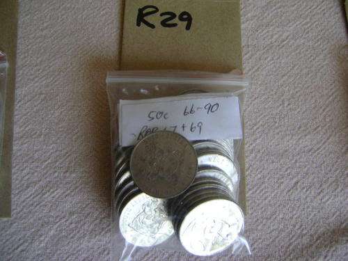 SOUTH AFRICA 50C COINS 1966 TO 1990 BAR 67 69