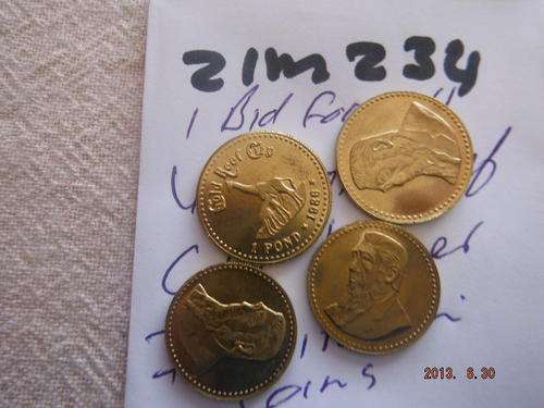 1 BID FOR ALL 4X GOLD REEF CITY KRUGER IMMITATION COINS