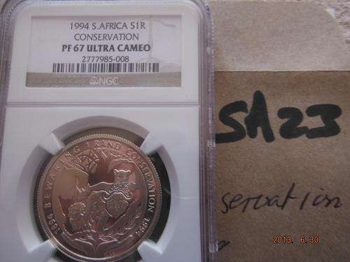 1994 NGC GRADED SA SILVER R1 CONSERVATION PF 67 ULTRA CAMEO