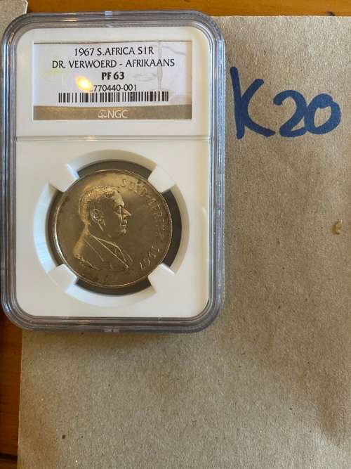 1967 SA  SILVER R1 DR VERWOERD AFRIKAANS PF63