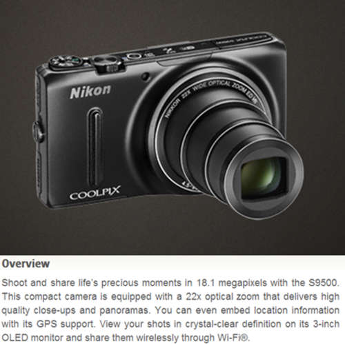 Nikon Coolpix S9500 + GPS + WiFi