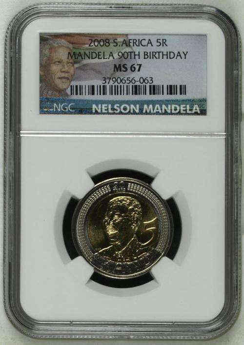 High Grade 2008 Mandela R5 - New NGC Limited Edition Label - MS67