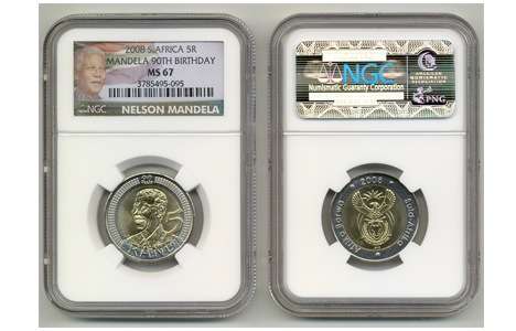 2008 Mandela 90th Birthday / NGC graded / MS67 / New Insert