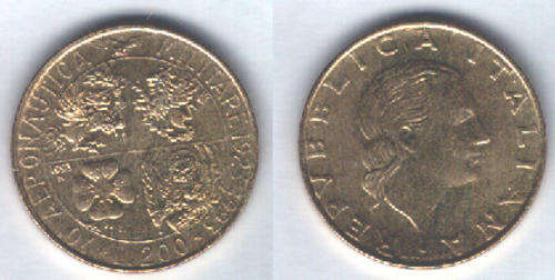 @@@@@ GOOD GRADE @@@@@ ITALIANA REPVBBLICA 70 AERONAUTICA MILITARE 1923-1993 L.200 COIN italy @@@@@