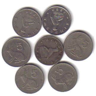 8 X 5C ZIMBABWE COINS