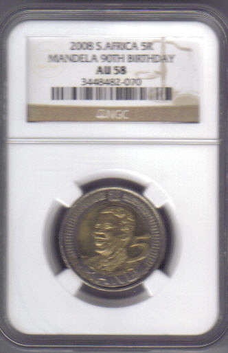 @@@@ 2008 MANDELA R5 BIRTHDAY COIN AU 58 @@@@ NGC