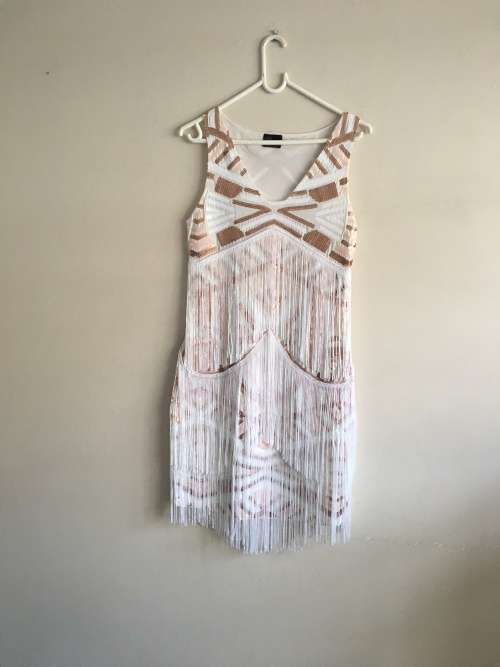 Princess Hanifa's white and rose gold 1920's flapper dress size Medium