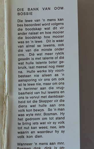 Die Bank van Oom Bossie deur Volkskas Skryfbehoeftesafdeling