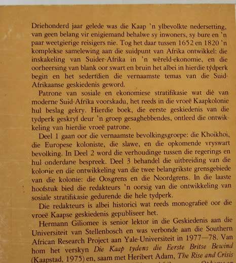 `n Samelewing in Wording Suid-Afrika 1652-1820 deur Hermann Giliomee en Richard Elphick