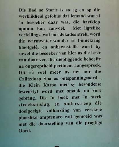 Die Bad se Storie deur Aletta Hanekom. Calitzdorp Spa.