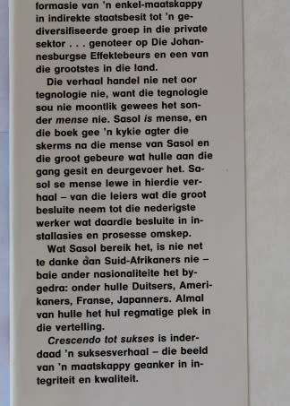 Crescendo tot Sukses deur Petra Wessels. Sasol 1975-1987