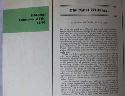 The Natal Witness-Open Testimony-South Africa`s Oldest Newspaper.