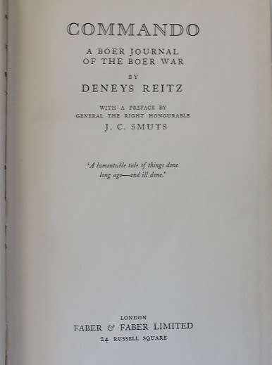 Commando by Deneys Reitz. Boer War. 1930 edition.
