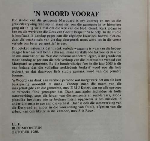 Nog `n mylpaal Marquard 1955-1980 deur Dr. I.L. Ferreira