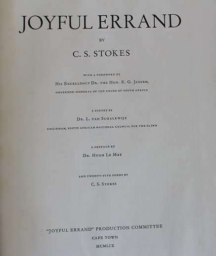 Joyful Errand by C.S. Stokes--Signed
