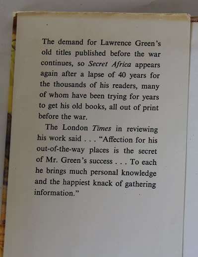 Secret Africa by Lawrence G. Green