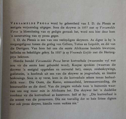 Versamelde Prosa deur I.D. du Plessis