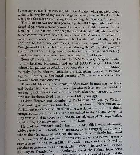 Comdt. Holden Bowker by Ivan Mitford-Barberton. Eastern Cape history.