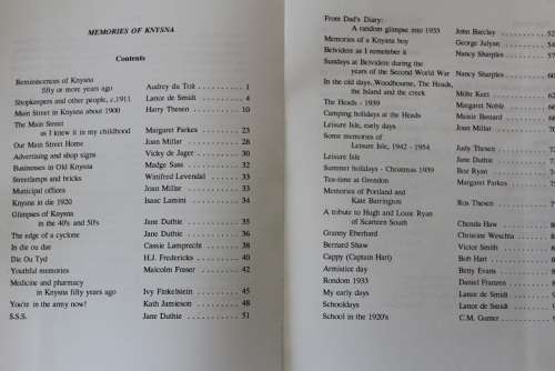 Memories of Knysna compiled and edited by S. Allanson, M. Parkes and Vicky Williams.