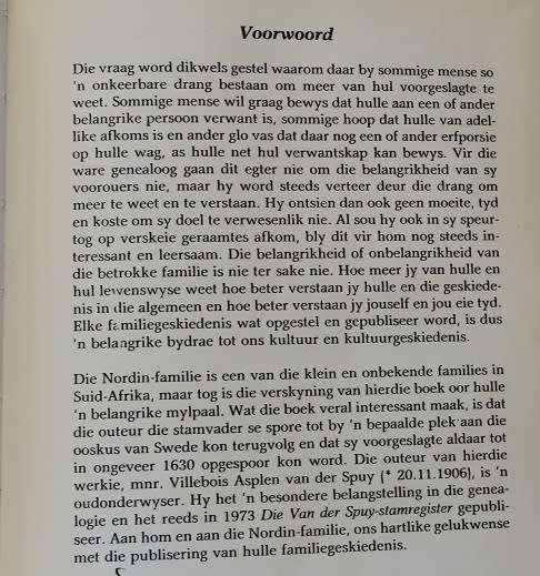 Nordinstamregister opgestel deur Villebois A. van der Spuy