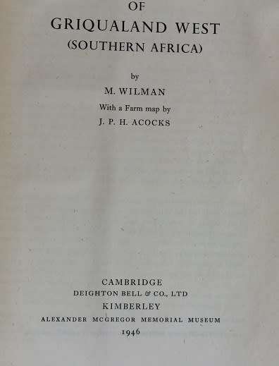 Preliminary check list of the Flowering Plants and Ferns of Griqualand West by M. Wilman