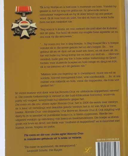 Die roem en die rou deur At van Wyk. Stories agter Honoris Crux