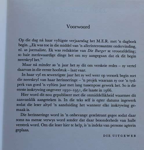 My beskeie deel deur MER. `n Outobiografiese vertelling