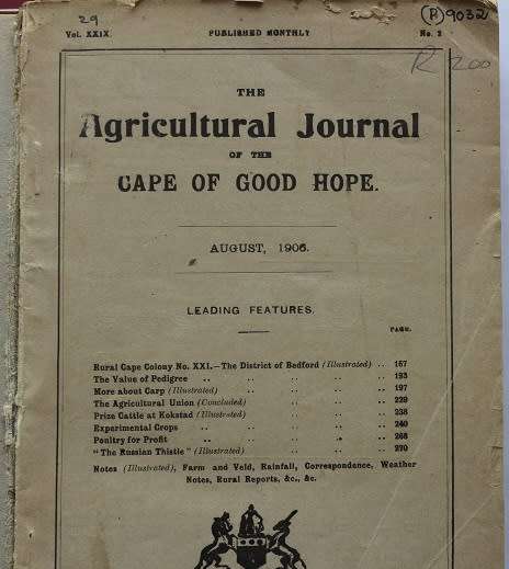 Agricultural journal of the Cape of Good Hope- volume 29 no. 2, 4, 5 and 6--August to December 1906