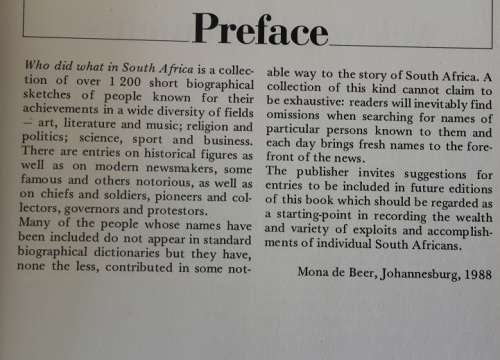 Who did what in South Africa by Mona de Beer