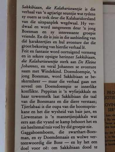 Sakkibiaan die Kalahariseuntjie deur P.J. Schoeman.