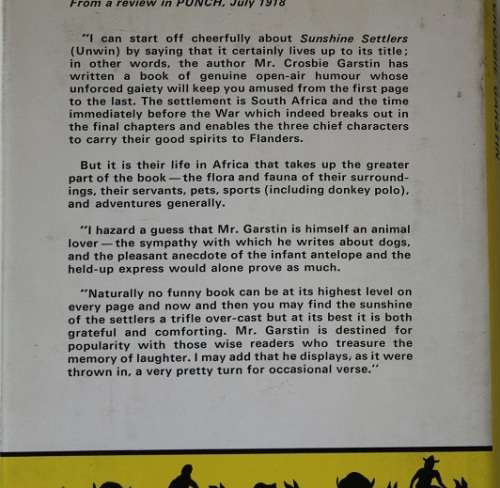 The Sunshine Settlers by Crosbie Garstin. Books of Rhodesia 1971