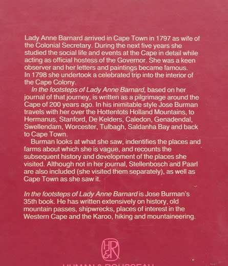 In the footsteps of Lady Anne Barnard by Jose Burman