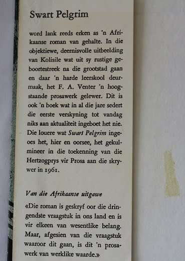 Swart Pelgrim deur F.A, Venter.