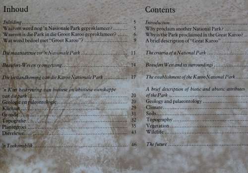 Die Karoo Nasionale Park deur G. de Graaf, G.A. Robinson-v.d. Walt en Bryden Afrikaans/English