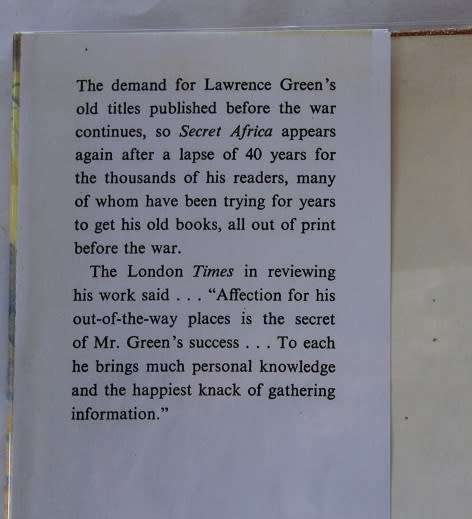 Secret Africa by Lawrence G. Green.